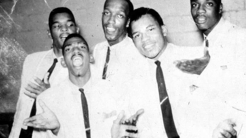 In the late 1950s, Dayton singing group the El Vireos, (left to right) Charles Hill, Frank William, Bing Davis, Levoy Fredericks and Sonny Jackson, were an integrated group with an all-white backing band. CONTRIBUTED