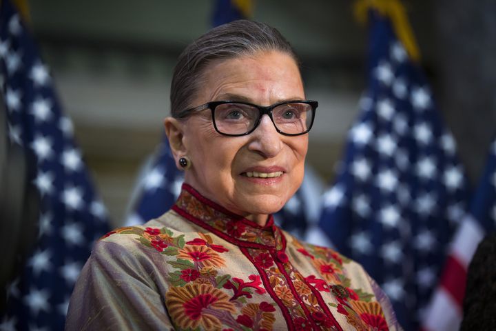 FILE -- Justice Ruth Bader Ginsburg participates in a Women's History Month event in Washington, March. 18, 2015. Ginsburg, the second woman to serve on the Supreme Court and a pioneering advocate for women’s rights, who in her ninth decade became a much younger generation’s unlikely cultural icon, died of complications from metastatic pancreas cancer on Friday, Sept. 18, 2020. She was 87.  (Doug Mills/The New York Times)