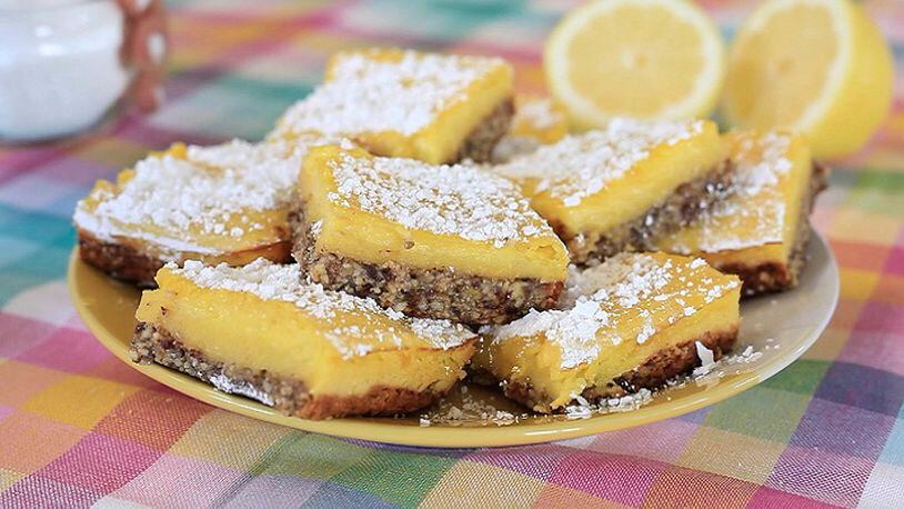 Lemon bars with whole wheat flour and a fruit-and-nut crust are sweet and healthy. (Aleksandra Konstantinovic/Fresno Bee/TNS)