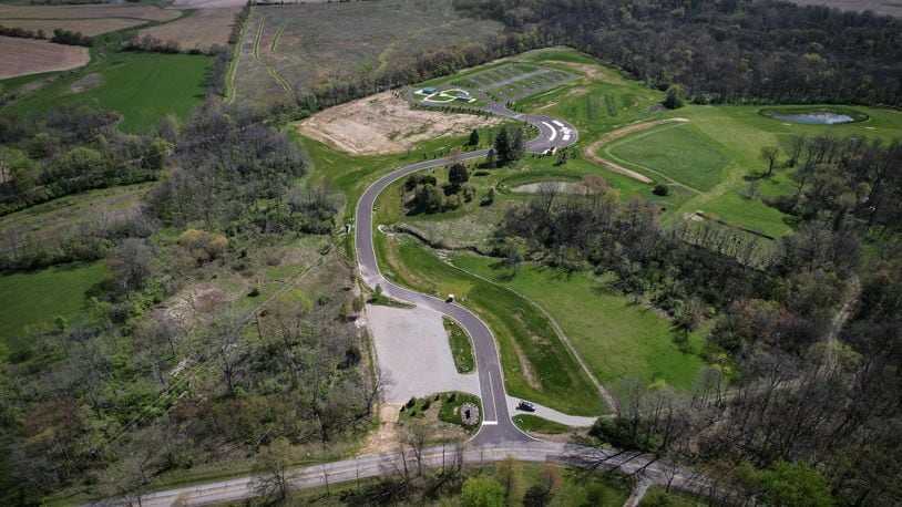 The Greene County Parks' first full campground is nearly completed at Caesar Ford Park on Stringtown Road east of Xenia. Stringtown Road is on the bottom of this photograph. JIM NOELKER/STAFF