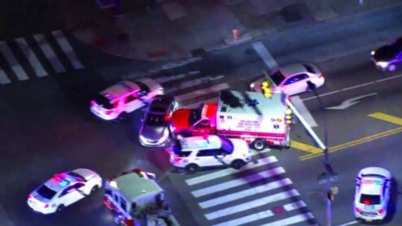 A man stole an ambulance and led Philadelphia police on a chase that lasted 90 minutes. (NBC10 Philadelphia via AP)