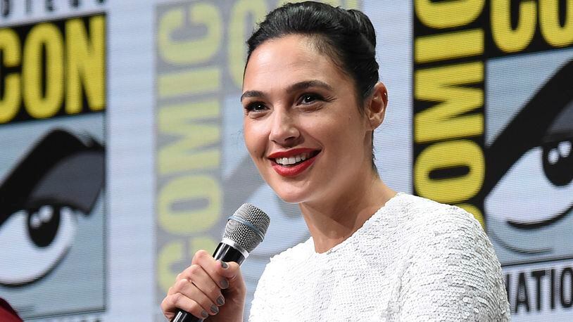Gal Gadot speaks at the Warner Bros. "Justice League" panel on day three of Comic-Con International on Saturday, July 22, 2017, in San Diego, Calif. (Photo by Richard Shotwell/Invision/AP)