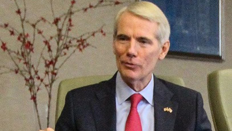 Sen. Rob Portman met with Dayton Daily News and WHIO reporters and editors on Monday. Photo by Eric Dietrich