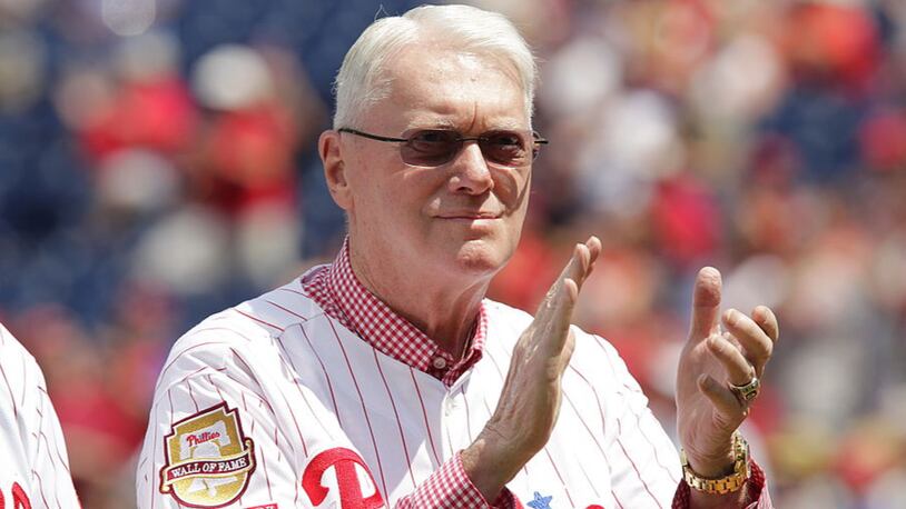 PHILADELPHIA - AUGUST 10: Phillies Alumni Jim Bunning stands on the field during a pre game ceremony before a game between the Philadelphia Phillies and the New York Mets at Citizens Bank Park on August 10, 2014 in Philadelphia, Pennsylvania.