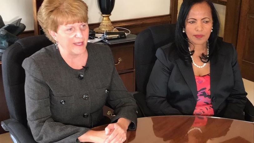 Dayton schools superintendent Elizabeth Lolli (left) and treasurer Hiwot Abraha have defended the district's recent temporary layoff of 241 teachers, nurses, bus drivers, clerical staff and others.