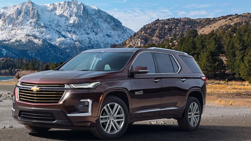 New for the 2023 Chevy Traverse is a Radiant Red and Sterling Gray Metallic paint coat, along with a wrapped steering wheel and shift knob. Contributed photo
