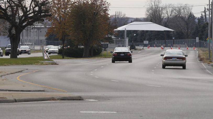 The Gate 1A to Wright-Patterson Air Force Base is seen in a 2012 file photo from Fairborn’s South Broad Street which was the former route of Ohio 444. CHRIS STEWART / STAFF