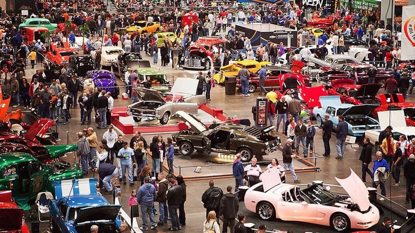 This file photo shows only one area of the 500 cars that will make up the KOI/Federated Auto Parts Cavalcade of Customs car show at the Duke Energy Center in Cincinnati, Jan. 10-12. Photo from ISCA