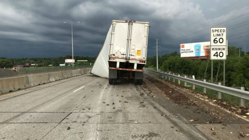 A truck lost its load of potatoes Saturday closing a section of Minnesota highway for hours, authorities said. (Photo: Minnesota State Patrol)