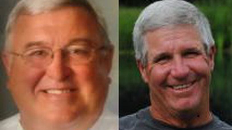 Jim Scoby, left, and John Roeder are running for Springfield Twp. trustee. R. Dean Wells is also running but didn’t submit a photo or responses to the Springfield News-Sun Voter’s Guide.
