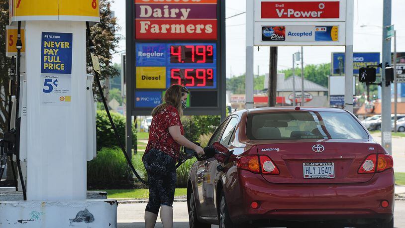 Gas prices like at this Shell station on Woodman Ave. jump to a new high Wednesday June 1, 2022 of 4.79 a gallon. MARSHALL GORBY\STAFF