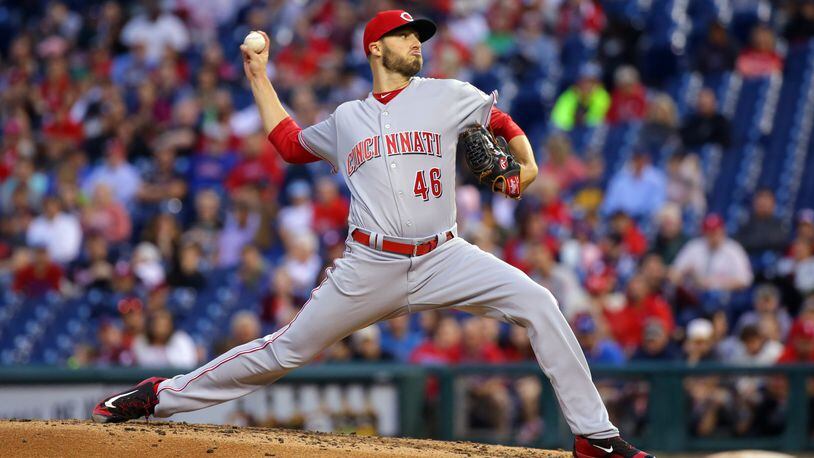 PHILADELPHIA, PA - MAY 26: Starting pitcher Tim Adleman #46 of the Cincinnati Reds throws a pitch in the third inning during a game against the Philadelphia Phillies at Citizens Bank Park on May 26, 2017 in Philadelphia, Pennsylvania. (Photo by Hunter Martin/Getty Images)