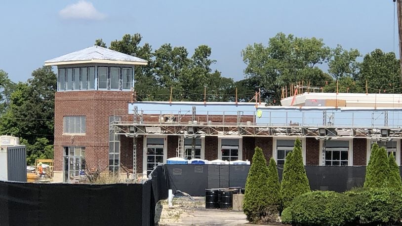 Construction continued this week on the Performing Arts Center in Springboro. STAFF/LAWRENCE BUDD