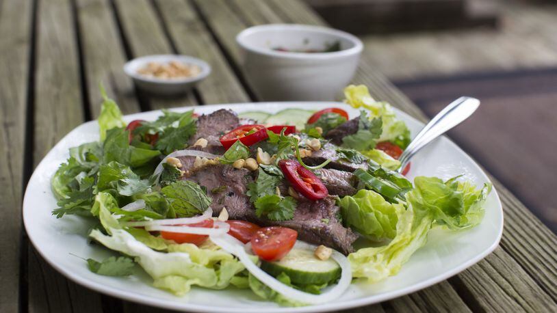 Thai Grilled Beef Salad on May 24, 2017. The dish is “one of the healthiest dishes on Planet Barbecue, ” says Steven Raichlen, author of “Barbecue Sauces Rubs and Marinades — Bastes, Butters, and Glazes, Too!” (Kathleen Galligan/Detroit Free Press/TNS)