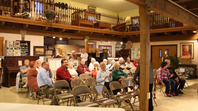 Current members of the Greene County Historical Society enjoy participate in their regular monthly meeting. The society meets every second Monday Carriage House, 74 W. Church St., Xenia.