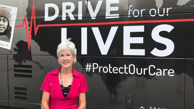 Former U.S. Health and Human Services Secretary Kathleen Sebelius stopped in Dayton as part of the “Save My Care” bus tour.