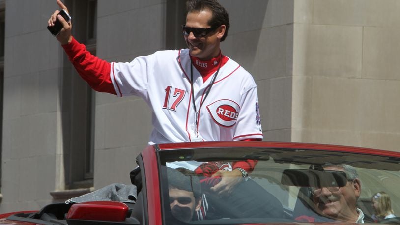 Aaron Boone, former Reds infielder and current ESPN broadcaster, served as the Grand Marshall for the 93rd Findlay Market Opening Day Parade, Thursday, April 5, 2012. Staff photo by Greg Lynch