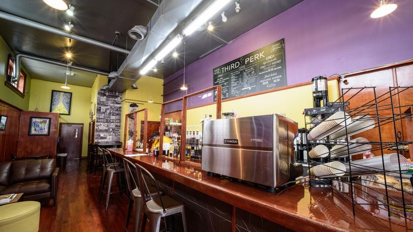 Third Perk Coffeehouse, now open at its new downtown Dayton location at 146 E. Third St., features a specialty drink menu that pays homage to some of Dayton’s legends. TOM GILLIAM / CONTRIBUTING PHOTOGRAPHER
