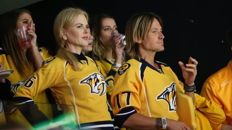 NASHVILLE, TN - JUNE 03:  Actress Nicole Kidman and Keith Urban attend the Stanley Cup Finals Game 3 Nashville Predators Vs. Pittsburgh Penguins at Bridgestone Arena on June 3, 2017 in Nashville, Tennessee.  (Photo by Terry Wyatt/Getty Images)