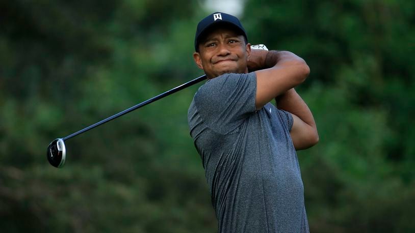 DUBLIN, OHIO - MAY 29: Tiger Woods hits his tee shot on the second hole during the Pro -Am of The Memorial Tournament presented by Nationwide at Muirfield Village Golf Club on May 29, 2019 in Dublin, Ohio. (Photo by Andy Lyons/Getty Images)
