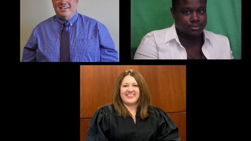 Artemis Center's 2019 The Peacekeeper Awards were given to  former teacher Todja Stirtmire (top right),  Montgomery County Juvenile Court Magistrate Nikole Xarhoulacos (top left) and  Dayton police Sgt. Gary Lowe (bottom).