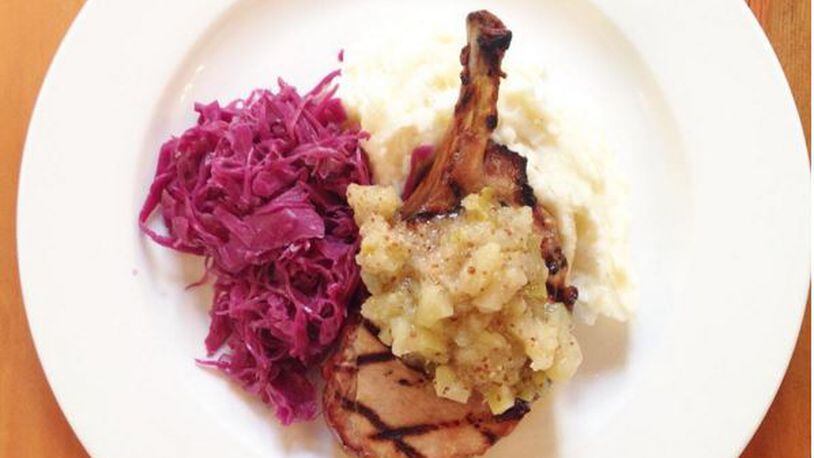 One of our favorite winter comfort foods is Lily's Bistro's bone-in pork chop.