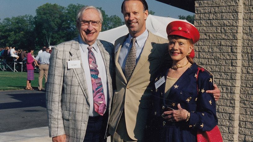 Ervin Nutter (left) and Zoe Dell Lantis Nutter, at the dedication of the Ervin J. Nutter Center.  WRIGHT STATE UNIVERSITY SPECIAL COLLECTIONS AND ARCHIVES
