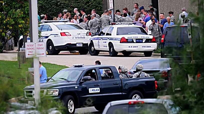 Multiple law enforcement agencies responded to Wright-Patterson Air Force Base in August 2018 after a reported active shooter situation that was later determined to be not credible. MARSHALL GORBY / STAFF