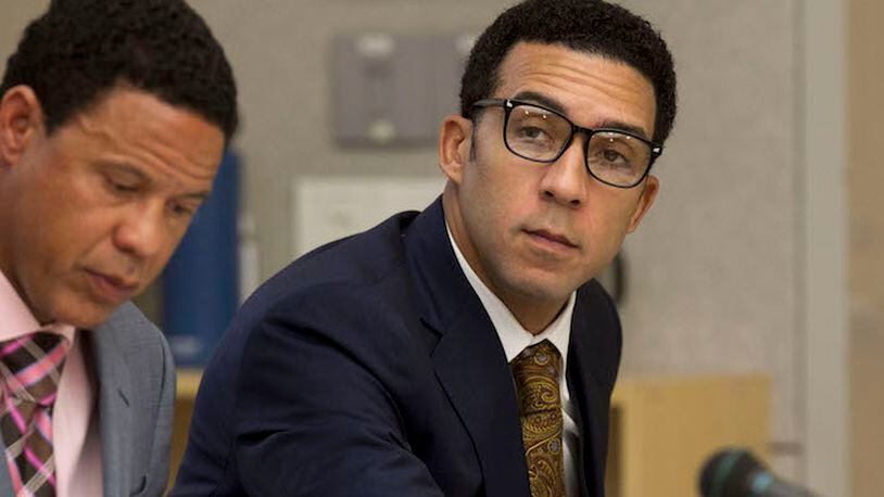 Former NFL player Kellen Winslow II, right, appears at his preliminary hearing July 11, 2018, in Vista, Calif., on charges that include rape and kidnapping. Winslow starred at Scripps Ranch High School. At left: Winslow co-counsel Brian Watkins. (John Gibbins/San Diego Union-Tribune/TNS)