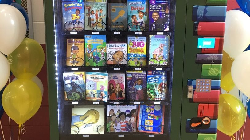 Westwood Elementary School’s new book vending machine. CONTRIBUTED