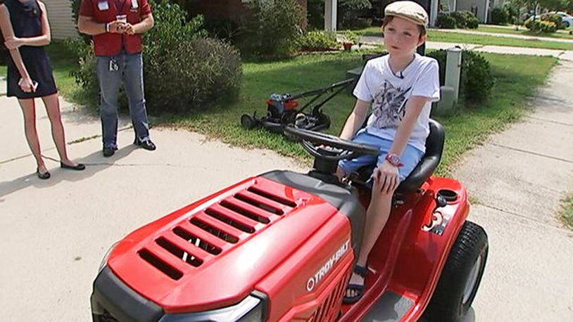 Mark David was robbed as he sold lemonade in his neighborhood. He was trying to earn money to buy a riding lawnmower. Lowe’s gave David  a new mower after his harrowing experience.