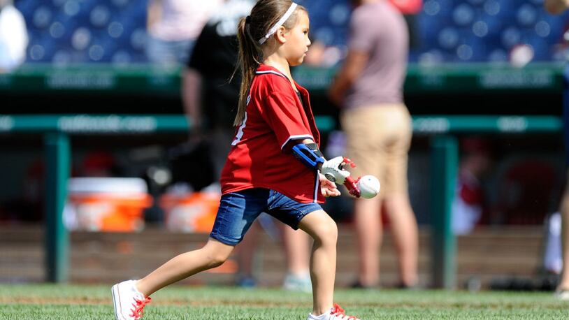 Hailey Dawson threw out the  first pitch for the Washington Nationals in June.