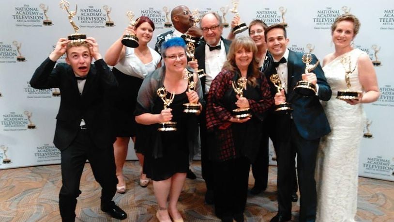 Rodney Veal (pictured in back) celebrates with colleagues from ThinkTV/CET at the Regional Emmy Awards in 2016. "The Art Show" won that year in the category of Best Arts and Entertainment Programming. Contributed photos