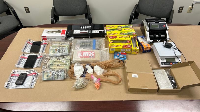 A monthslong narcotics trafficking investigation in Troy led to two arrests and the seizure of five pounds of cocaine, scales, packaging materials, cellphones, a vehicle and about $29,000. CONTRIBUTED