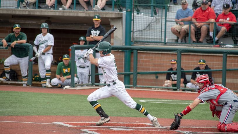 Butler High School grad Damon Dues (pictured during a game last season) is one of only three experienced regulars back this season for Wright State’s baseball team. Joseph Craven/WSU Athletics
