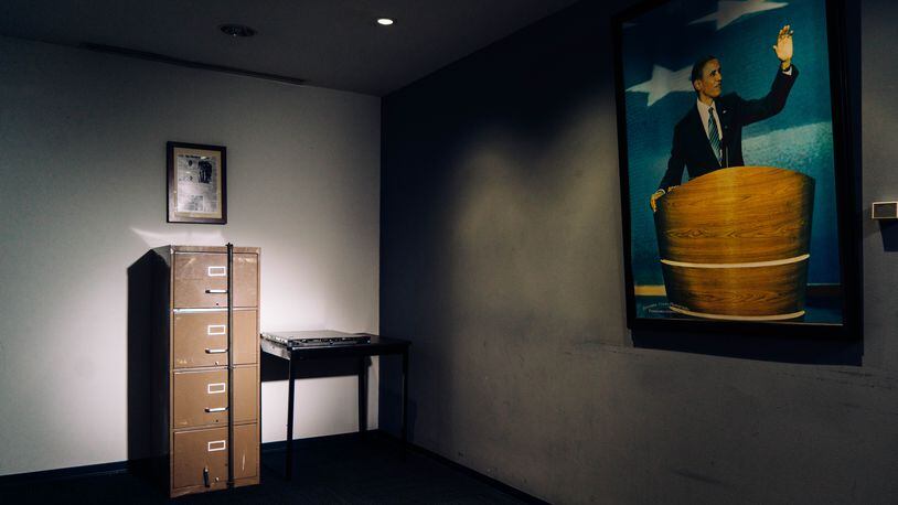 A filing cabinet broken into in 1972 as part of the Watergate burglary, beside a computer server that Russian hackers breached during the 2016 presidential campaign, both now in the basement of the Democratic National Committee?s headquarters in Washington, Dec. 12, 2016. An investigation into the Russian operation reveals a series of missed signals, slow responses and a continuing underestimation of its seriousness.