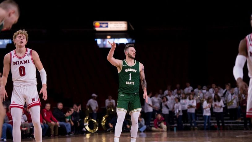 Bill Wampler, shown here vs. Miami on Saturday, scored 16 of his 20 points fter halftime Tuesday in Wright State’s road win over Tennessee Tech. Joseph Craven/WSU Athletics