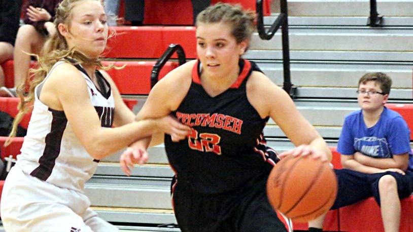 Tecumseh junior Corinne Thomas (22) scored 29 points as No. 7 Tecumseh beat No. 3 Lebanon 64-58 in the D-I sectional on Tuesday at Troy. GREG BILLING / CONTRIBUTED