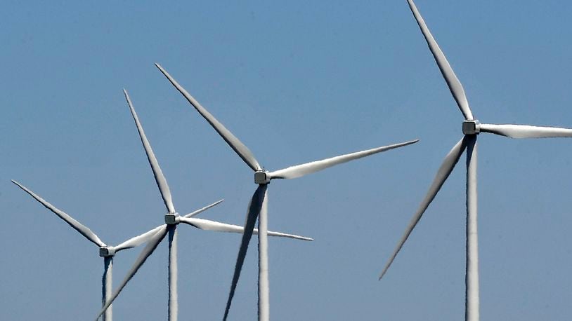 The wind farm in Van Wert County, Ohio Thursday, July 12, 2012. Staff photo by Bill Lackey
