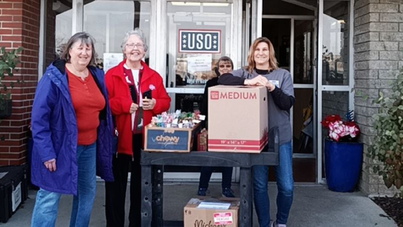 Members of the Rebecca Galloway Chapter of the Daughters of the American Revolution brought ‘Project Patriot’  to the United Services Organizations (USO) members and their families at Wright Patterson Air Force Base (WPAFB) last week and this month.