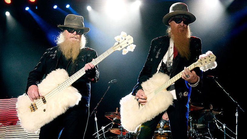 INDIO, CA - APRIL 25:  Musicians Dusty Hill (L) and Billy Gibbons of ZZ Top perform onstage during day two of 2015 Stagecoach, California's Country Music Festival, at The Empire Polo Club on April 25, 2015 in Indio, California.  (Photo by Frazer Harrison/Getty Images for Stagecoach)
