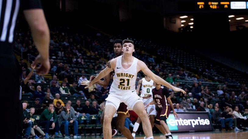 Freshman Grant Basile, shown here against Central State earlier this season, scored a career-high 19 points Wednesday night in Wright State’s 88-51 win over Urbana. Joseph Craven/WSU Athletics