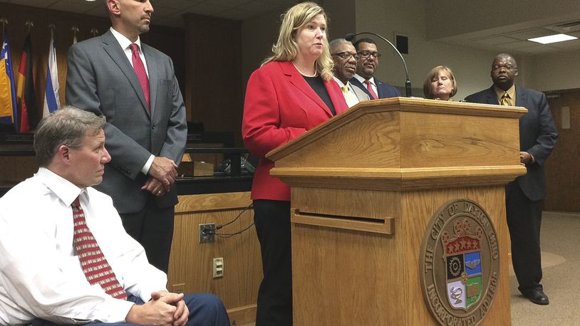 Dayton Mayor Nan Whaley, shown with city commissioners in a photo from October, said the people of Dayton want marijuana decriminalized and said she hopes and expects to see fewer people charged with minor marijuana violations moving forward. CHRIS STEWART / STAFF