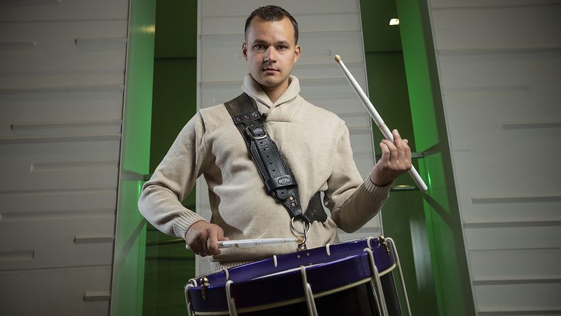 Percussion performance major Phil Andrews realized a lifelong dream when he was accepted into the Army Old Guard Drum and Fife Corps. Contributed