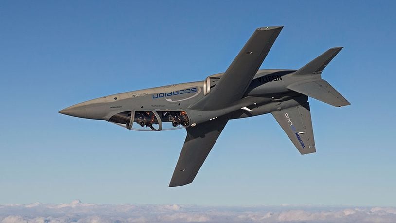 The Textron AirLand Scorpion jet, which could be part of flight tests for a new light attack aircraft for the Air Force. CONTRIBUTED