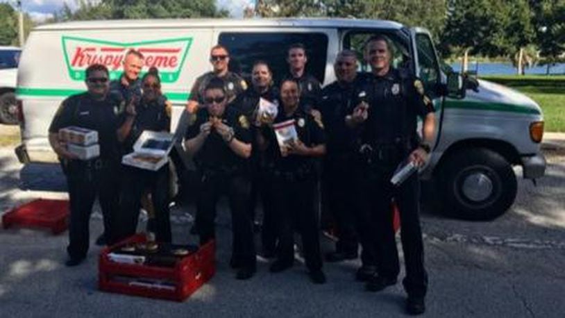 Police who recovered a stolen van filled with Krispy Kreme doughnuts were given the confections, which they ate as well as donated to the homeless. (Photo: Clearwater Police)