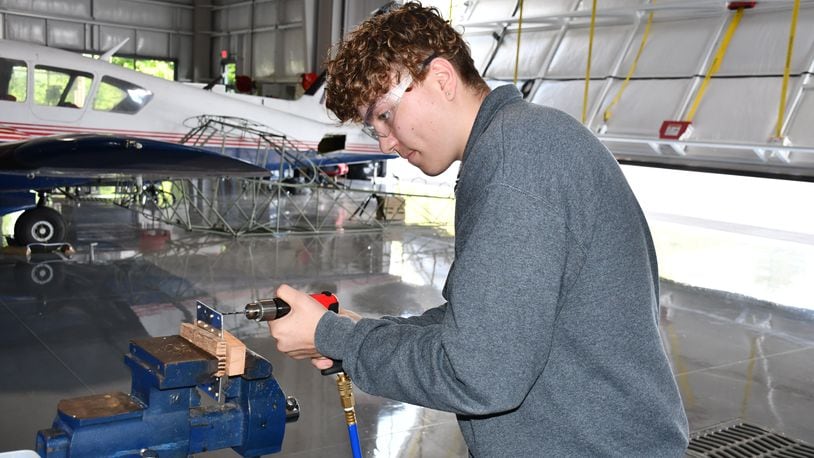 Greene County Career Center’s Aviation Maintenance program is housed off the main campus at the Lewis A. Jackson Regional Airport. Nathan Carson is on his way to the airframe maintenance certification along with the opportunity to advance his education post-secondary toward the power plant certification. CONTRIBUTED PHOTO