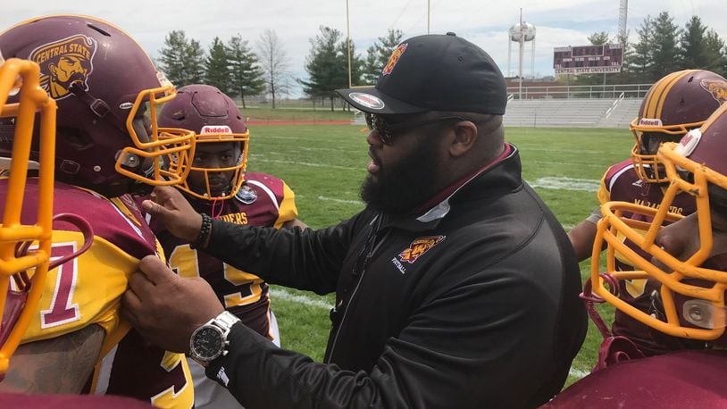 Former Chaminade Julienne standout Brandon McKinney, a longtime player in the NFL, is a first-year assistant coach at Central State. Tom Archdeacon/STAFF