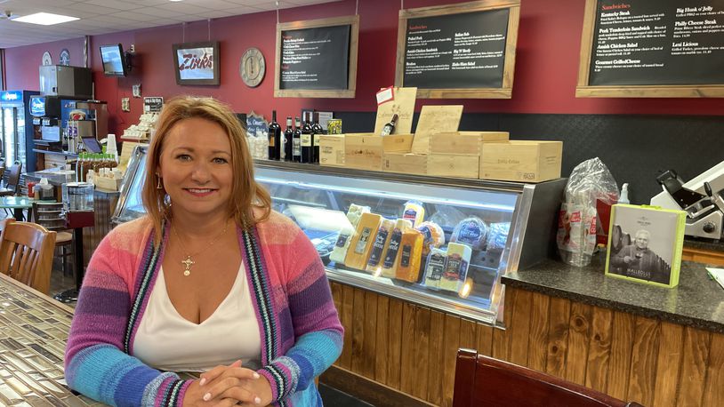 Zinks Meats & Fine Wines in Centerville is celebrating 45 years of serving the local community. Pictured is owner Melissa Metzger. NATALIE JONES/STAFF