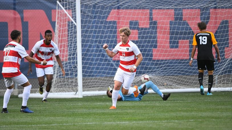 Dayton’s Jonas Fjeldberg led the Atlantic 10 in goals (11), game-winning goals (5) and points (31) last season on his way to offensive player of the year honors. Dayton Athletics PHOTO
